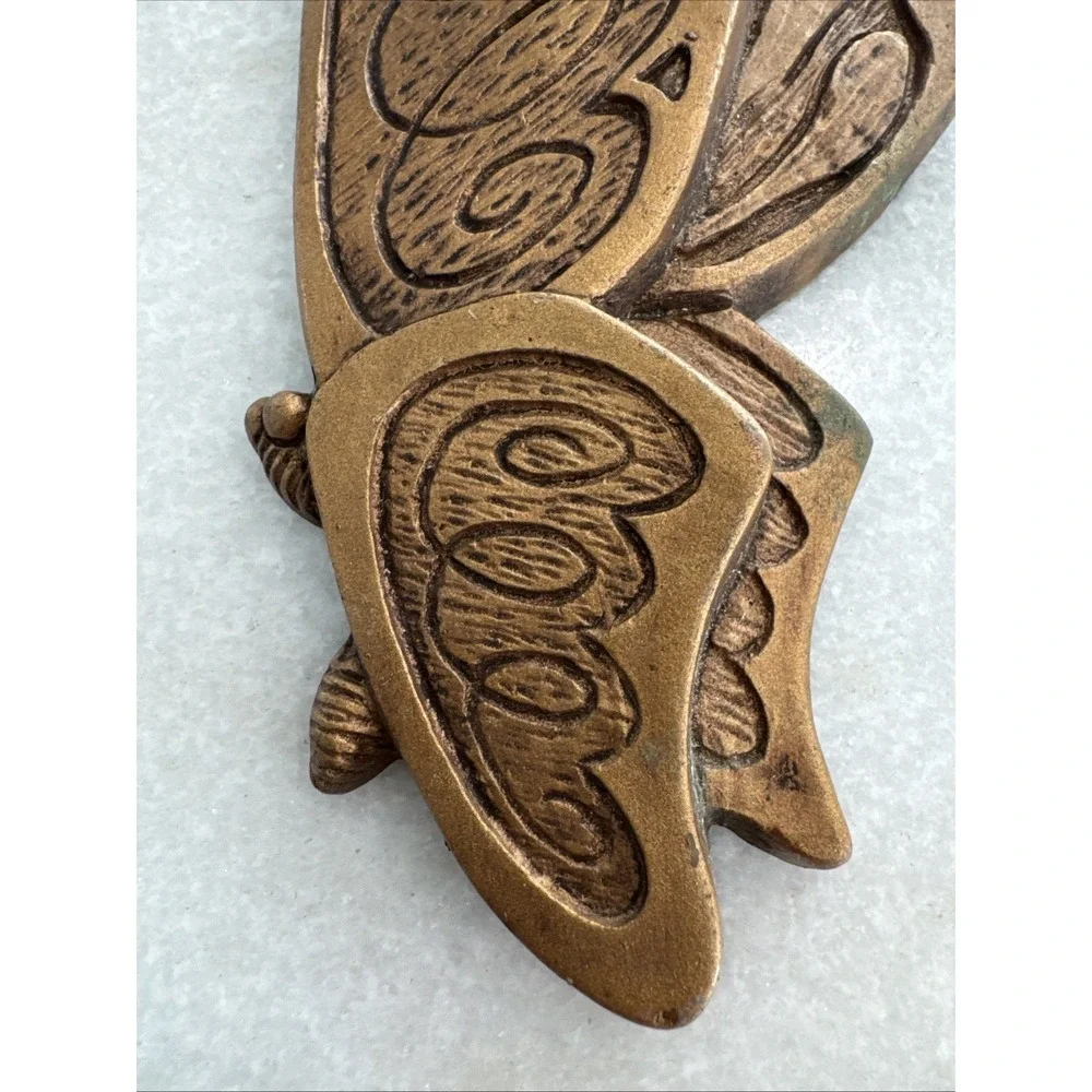 Vintage 1973‎ Universal Sanctuary Butterfly Wall Plaques - Set Of 2 - Golden MCM